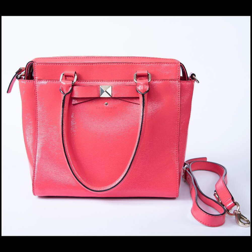 Kate Spade Beacon Court Jeanne Strawberry Patent Leather Satchel Purse EUC - Picture 1 of 8